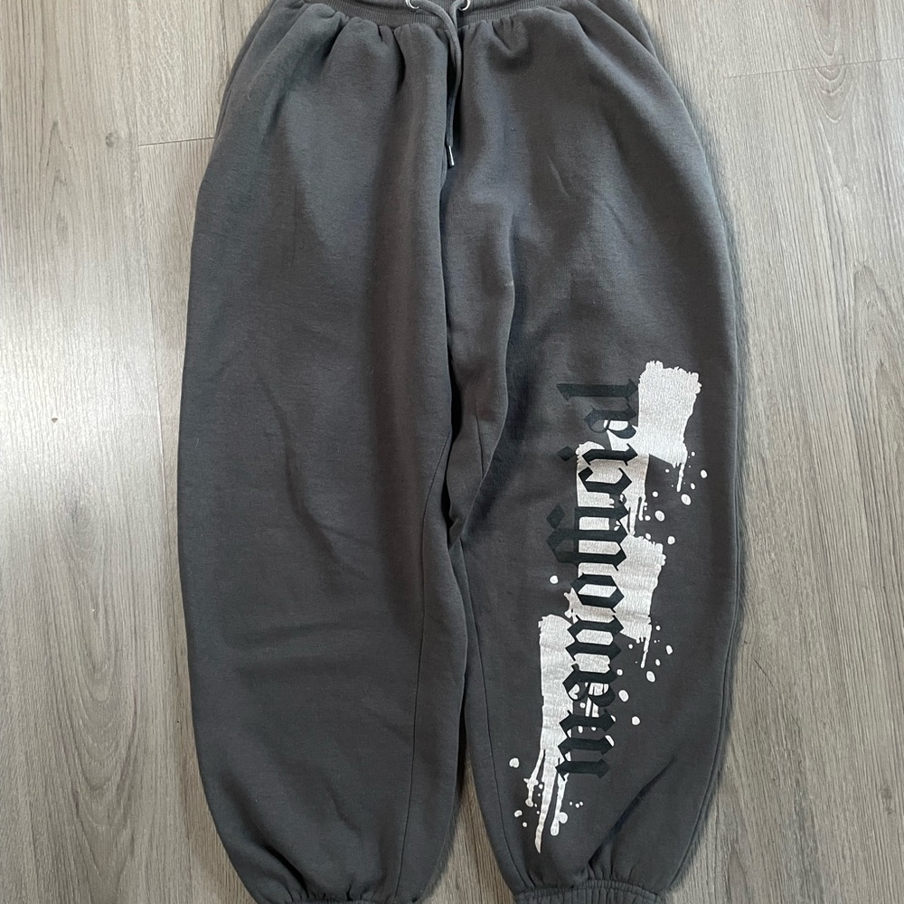 Kids Charcoal Joggers with Graphic Print